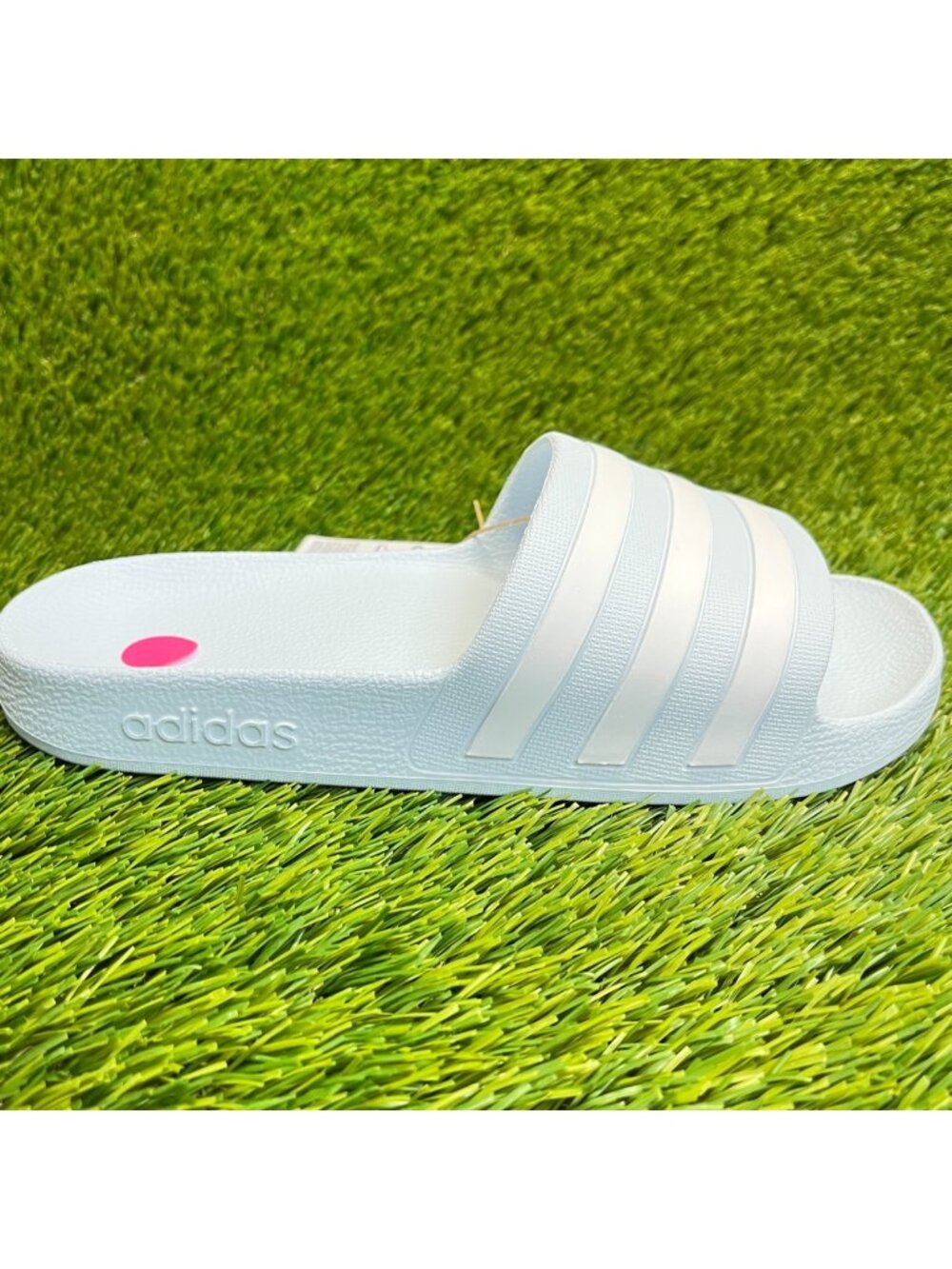 Adidas Adilette Womens Size 6 Blue White Beach Walking Outdoor Slide Sandals